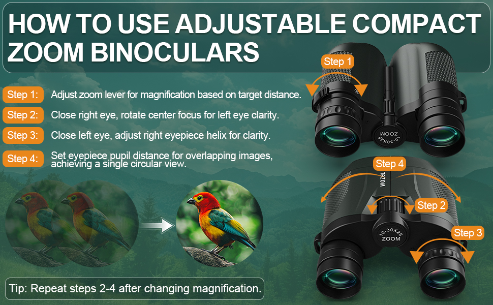 ZOOM BINOCULARS INSTRUCTIONS