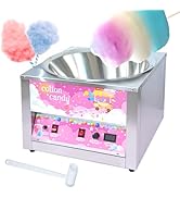Cotton Candy Machine, Perborisy Pink Candy Floss Maker 1200W with 20 Inch Stainless Steel Bowl fo...