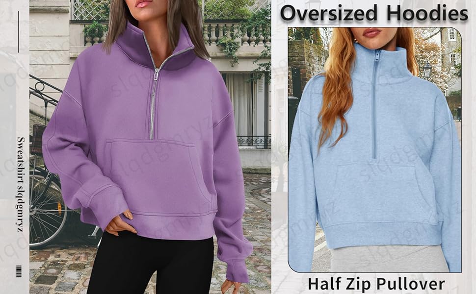 寧々 Half Zip Fleece Pullover CF396 - Cotton Fleece Half Zip Cropped Pullover – Los
