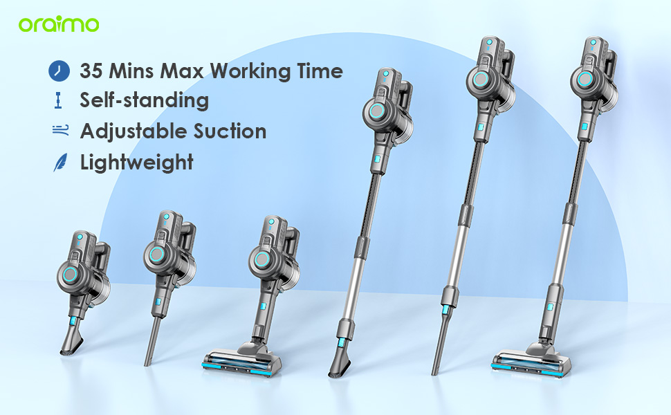 Oraimo Cordless Vacuum Cleaner, Cordless Hoover Lightweight with Self