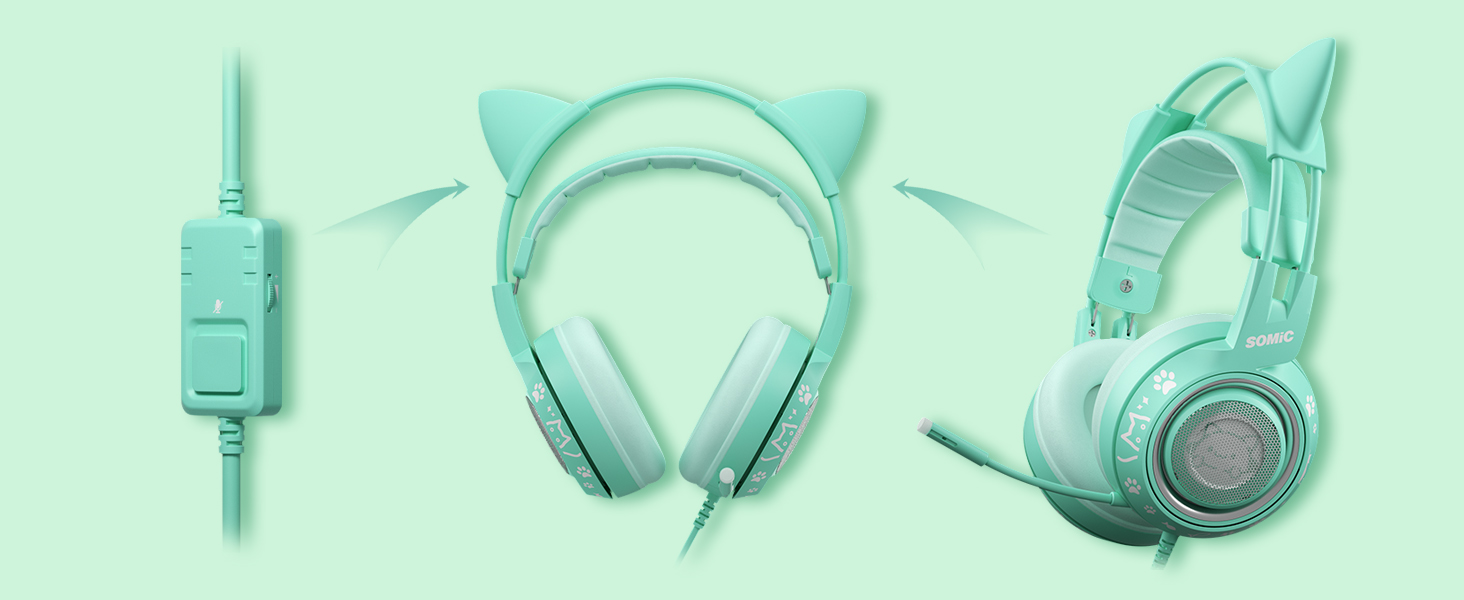 SOMiC G951S Green Gaming Headset with Microphone for PS4, PS5, Xbox One