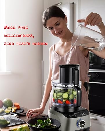 14 Cup Food Processor, French-Fry-Cutter, Blending, Mixing, Shredding, and Slicing,