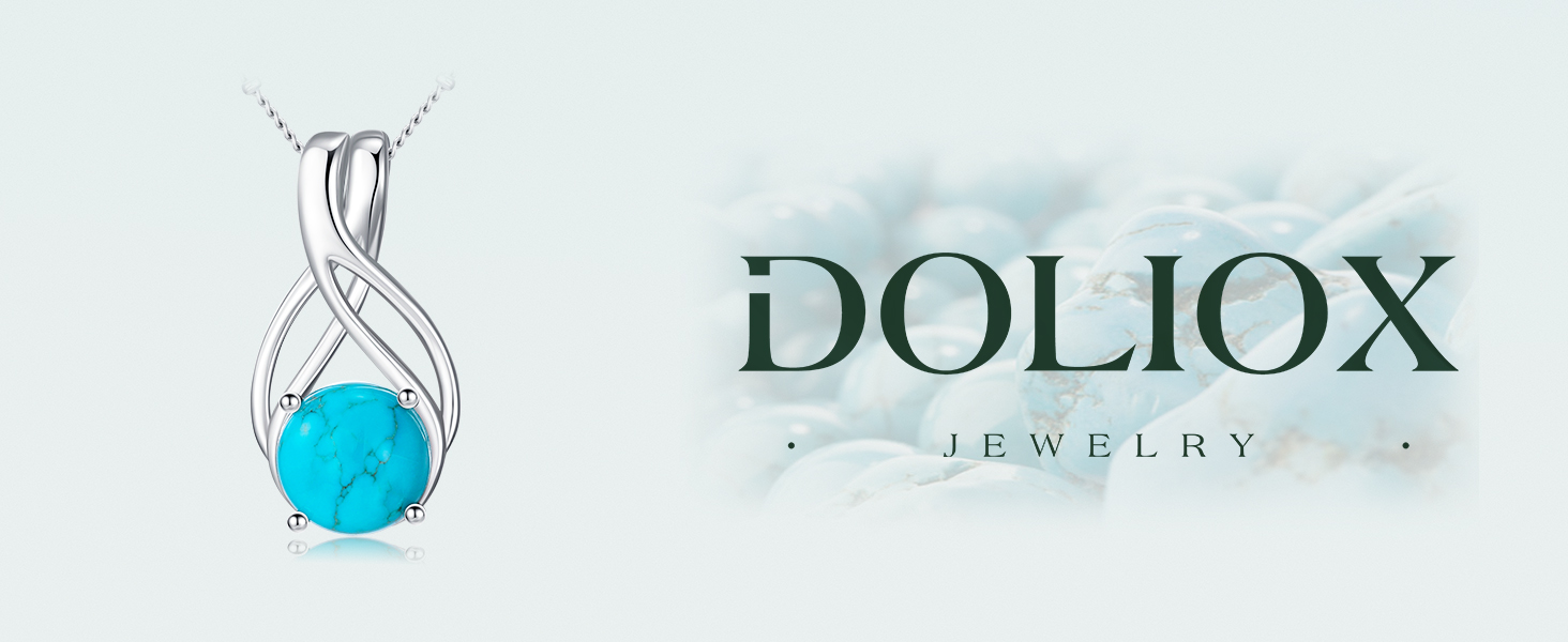 DOLIOX Genuine Turquoise Necklace for Women 925 Sterling