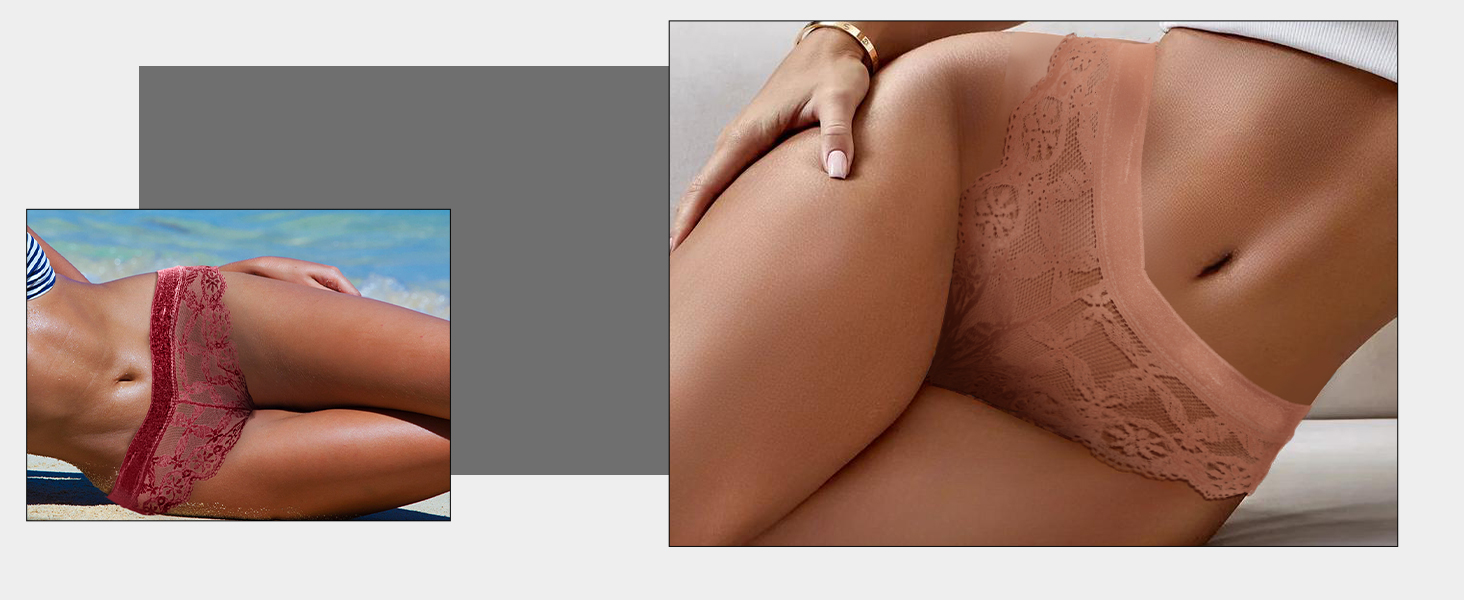 Women’s Lace Thong Underwear with Bows