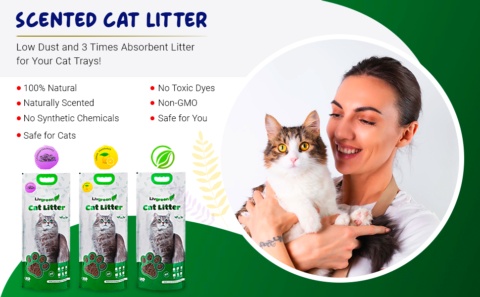 Buy LIVGREEN Cat Litter, Sodium Bentonitefree, Safe for Cats & Humans