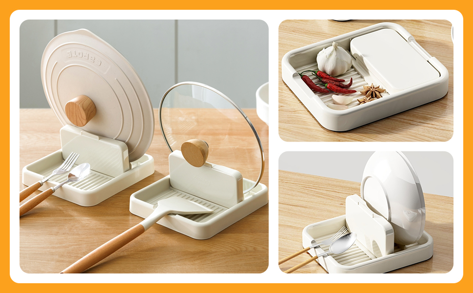 Spoon Rest with Lid Holder for Stove Top, SYOUACEND Spoon