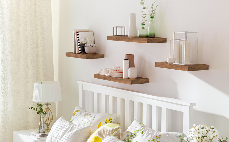 Floating Shelves, Set Of 2, Wall Mounted Shelves, Decorative Wall Shelf With Length 60 Cm, Wall Display Racks, Invisible Brackets, Bedroom, Living Room, Office, HOOBRO EBF60BJ01 13 1