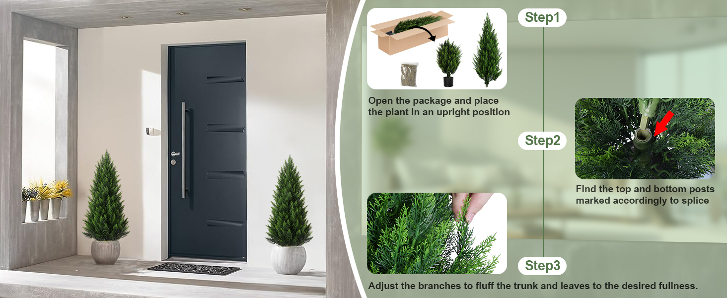 Artificial Topiary Cedar Trees 3FT Tall, Outdoor Indoor