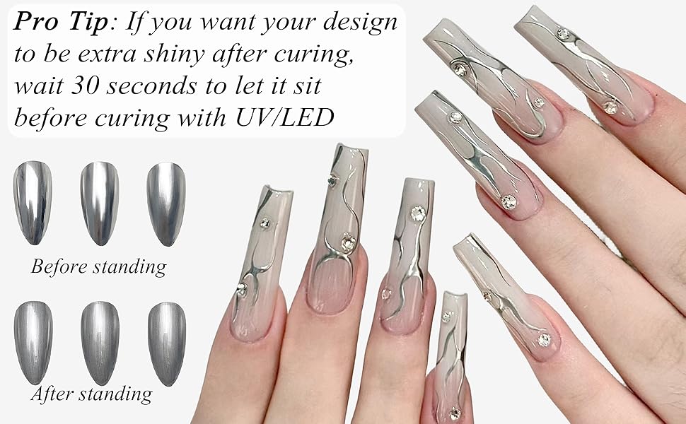 Silver Painted Gel Nail Polish