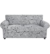 SearchI Stretch Sofa Cover Printed Couch Cover, Floral Pattern 3 Pieces Loveseat Slipcover with 2...