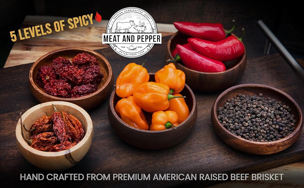 meat and pepper spicy beef jerky habanero jalapeno ghost carolina reaper