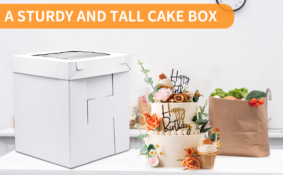 KBG 10pcs 10x10x12 Inch Tall Cake Boxes with Window,10 Inch