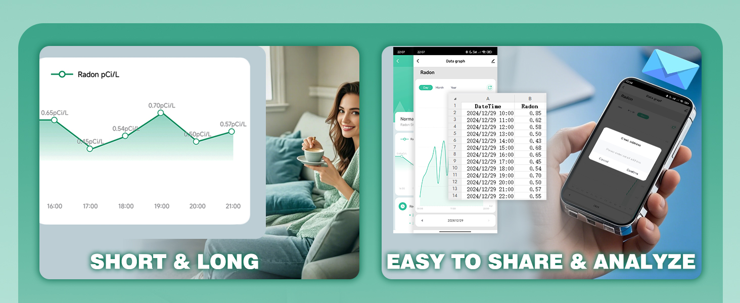 Spolehli smart radon detector radon monitor tester test kit WiFi short term long term testing