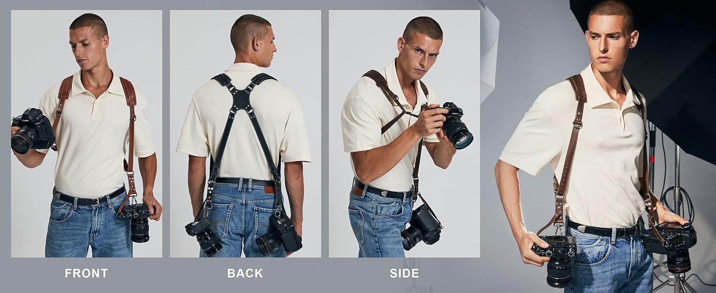 Padwa Lifestyle Brown Dual Camera Harness Strap for Two