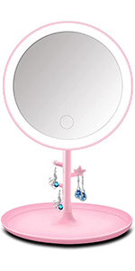 Travel Mirror Touch Screen Lighted Makeup Mirror with 25 LEDs Dimmable Brightness