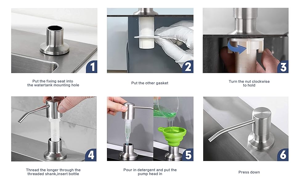 PETIARKIT Builtin Sink Soap Dispenser, Soap Dispenser for Kitchen Sink