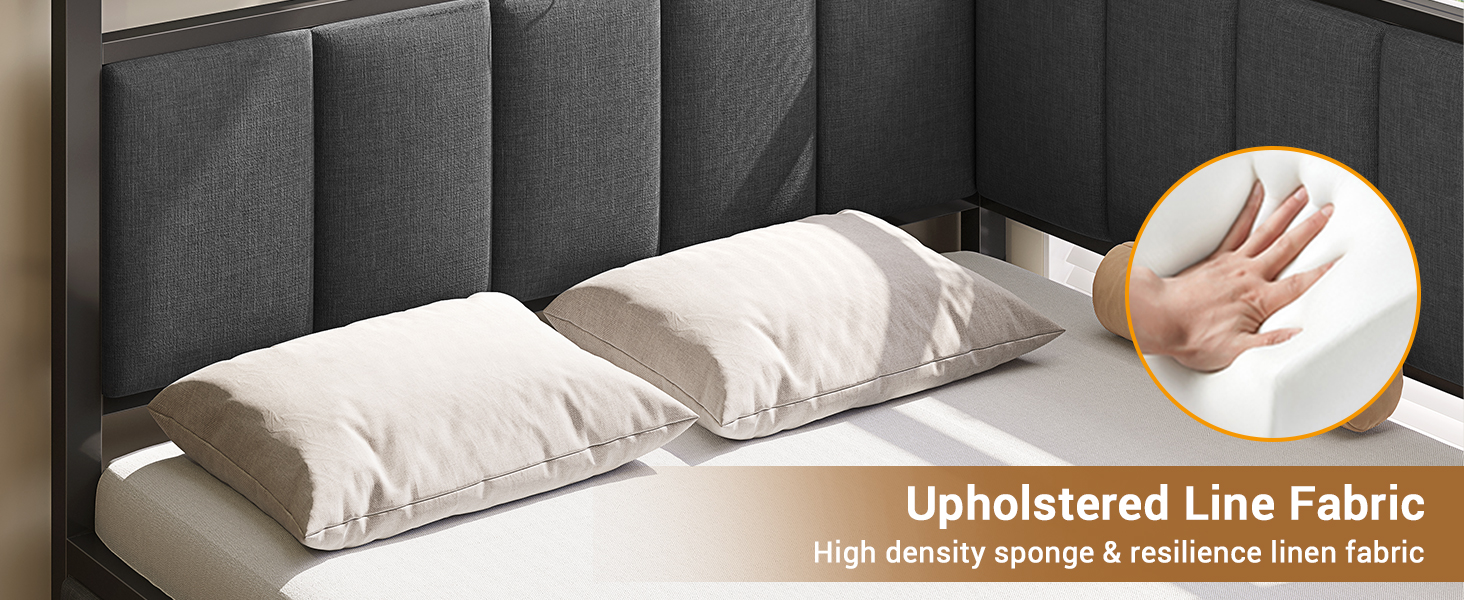 Corner Bed Frame Twin Size with LED Lights and Charging Station