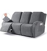 VANSOFY Recliner Sofa Covers, 3-Pieces Stretch Reclining Couch Covers with Pockets Reclining Couc...