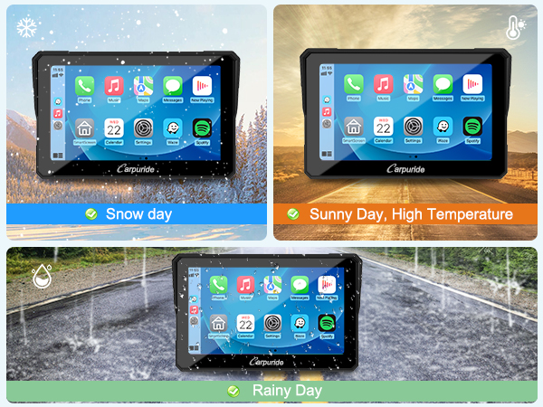 Carpuride W702B Motocyklowy ekran Carplay z niestandardowym