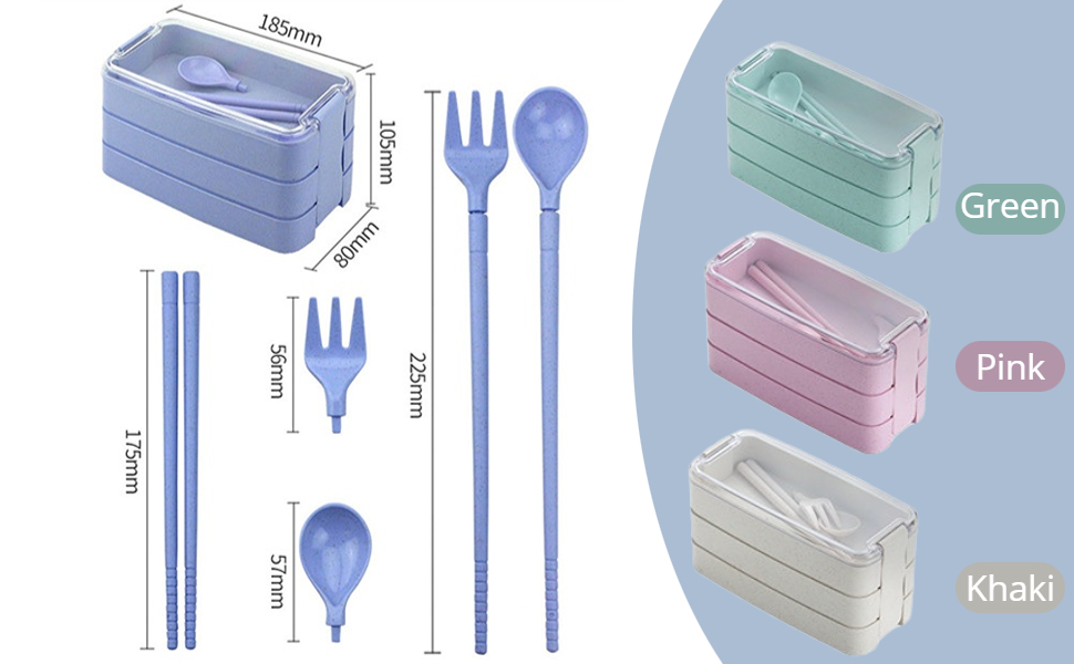 Bento Box Lunch Box, 3 Layers Lunch Containers for Adults and Kids ...