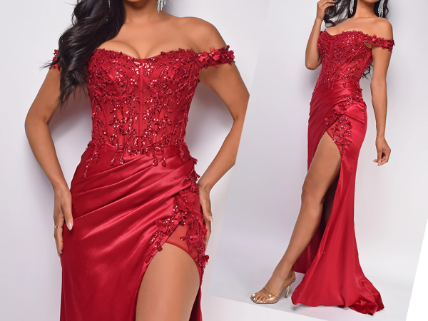 ★送料・関税込★Loulouseoul★Prom Date Dress★ Cudiew Women's Aqua Satin Prom Dresses 2024 Corset Off