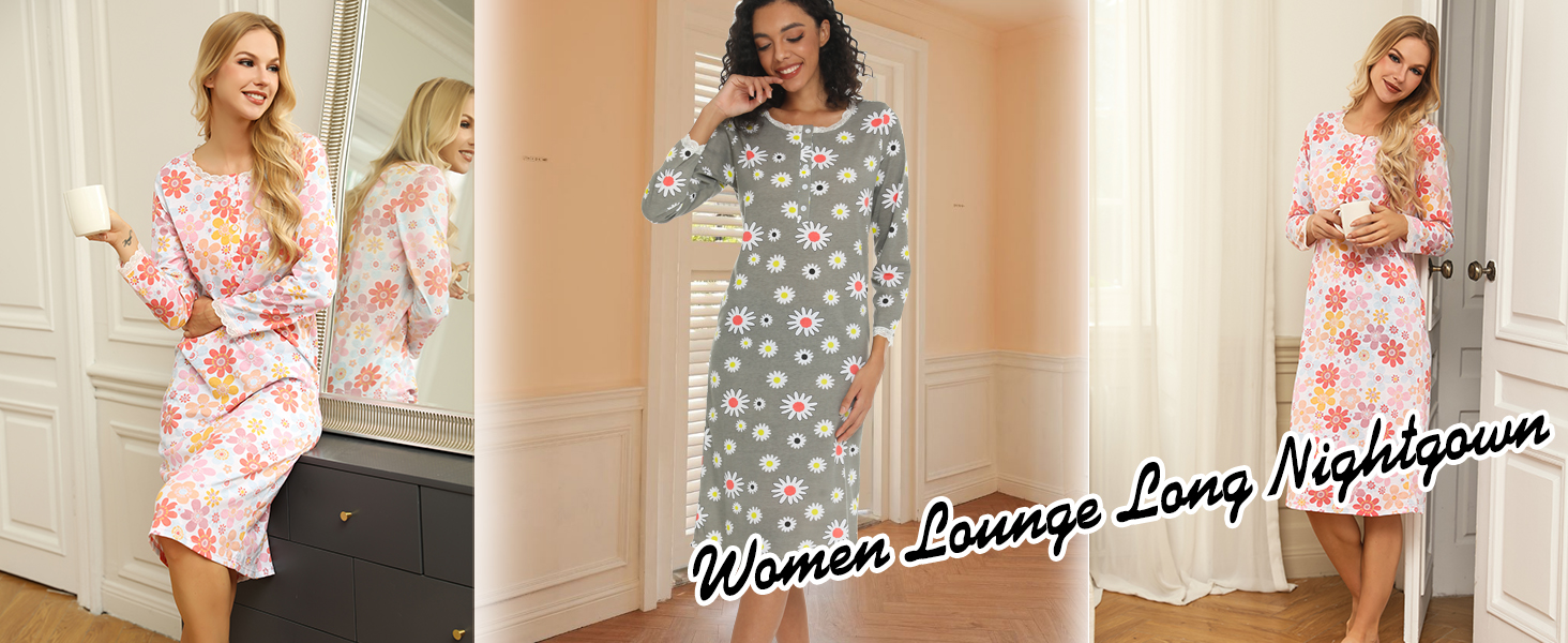 print nightgown for women