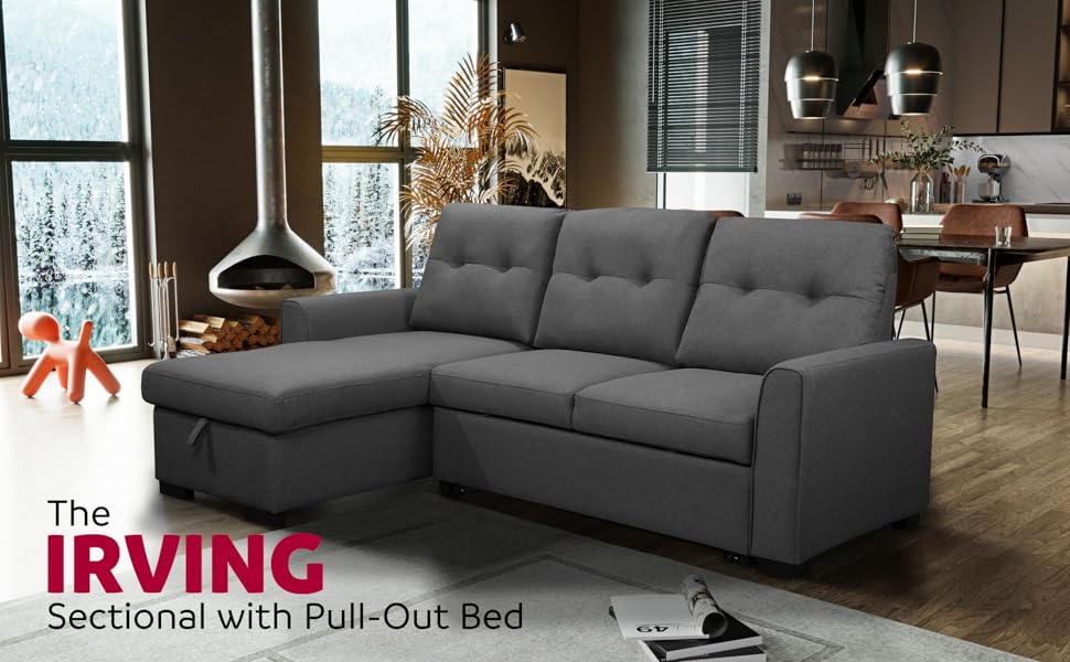 Primo International LShape 89in Sleeper Sectional Sofa
