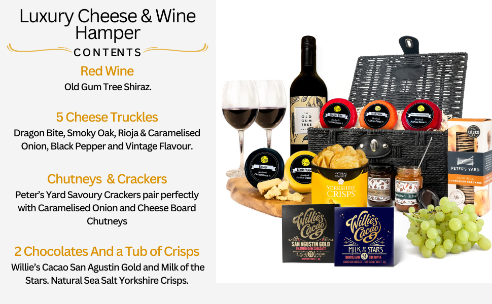 Luxury Cheese & Wine Hamper Wine and Cheese Hamper Gift Set and