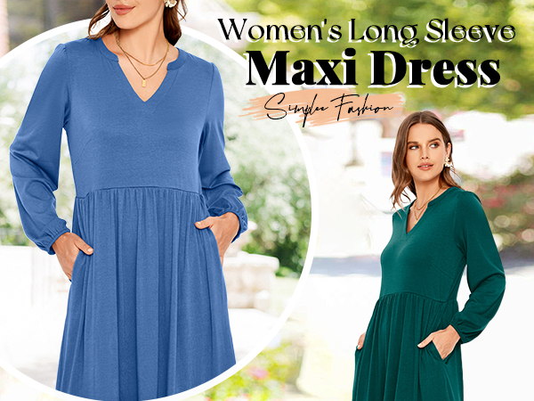Glamaker Womens Long Sleeve Dress Casual Knit V Neck Tiered