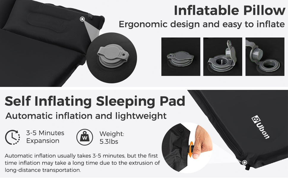 Ubon Double Self Inflating Sleeping Mat Inflatable Mattress with