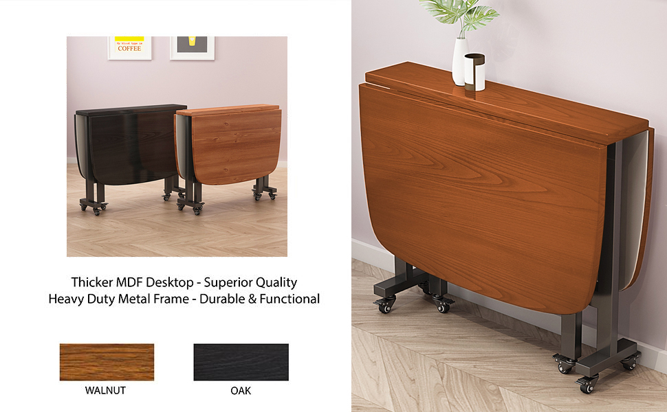 Rukulin Drop Leaf Dining Table Solid Wooden Foldable