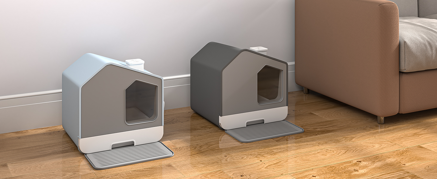 YITAHOME Extra Large Enclosed Cat Litter Box with Mat and