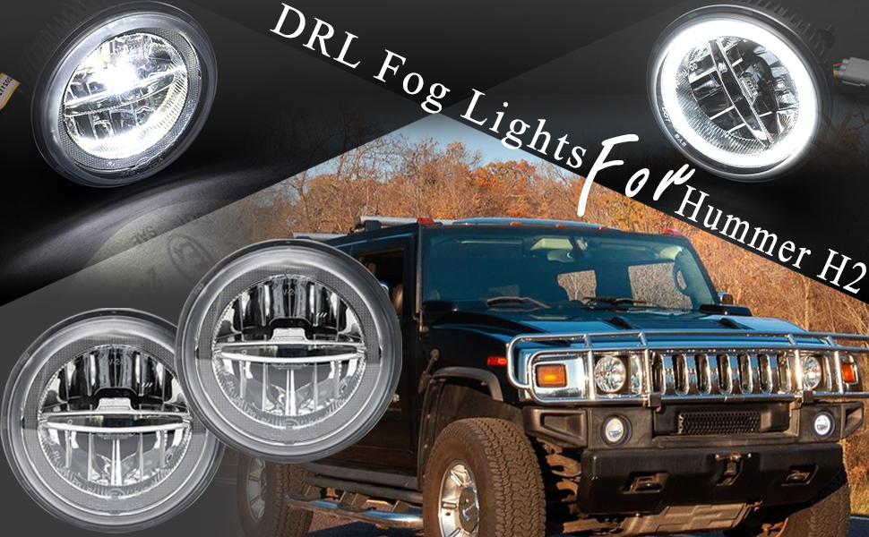 H2 Led Halo Fog Lights Replacement for HummerH2 2003 2004