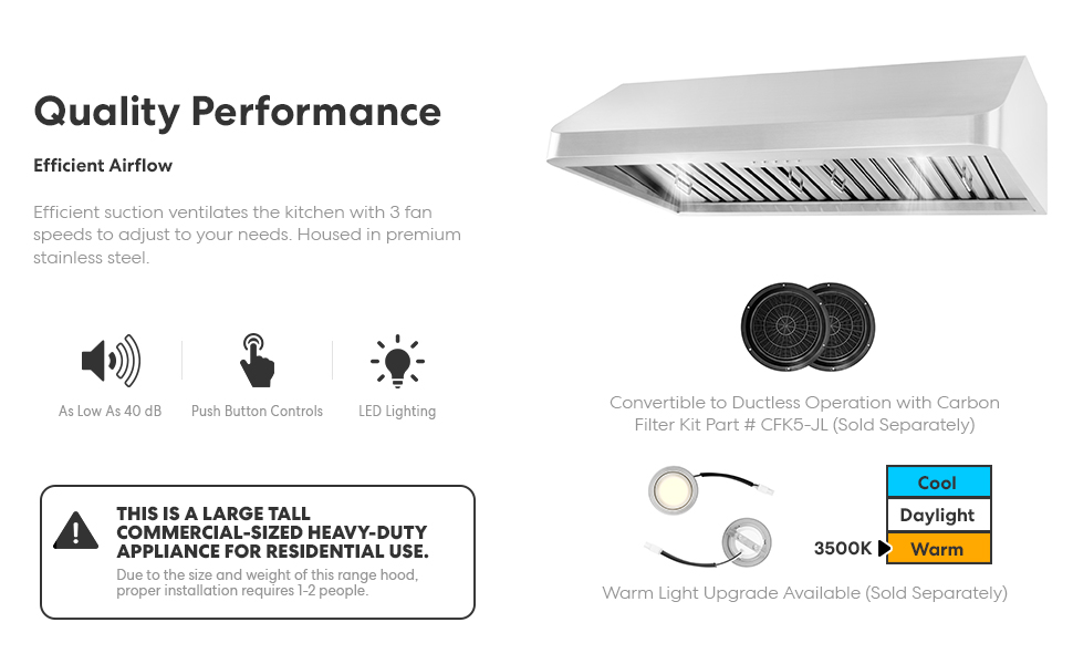 under cabinet, stainless steel, range hood, Cosmo QB90, dishwasher safe, washable filter, permanent