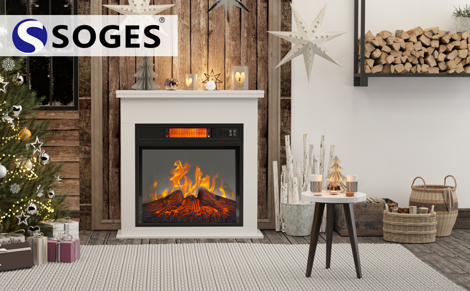 soges Electric Fireplace, White Electric Fireplace with