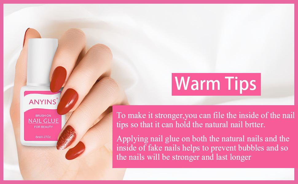 ANYINS Nail Glue for Acrylic Nails (8ML) Adhesive Long