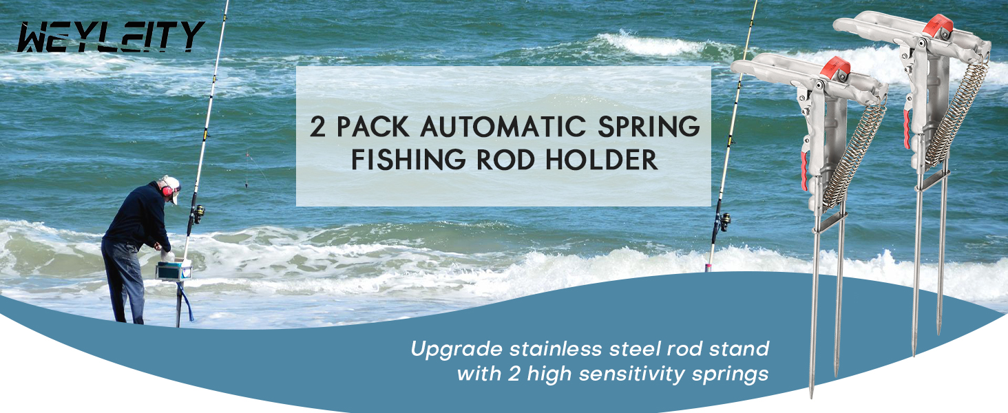 weyleity Automatic Spring Fishing Rod Holder 2 Pack Upgrade
