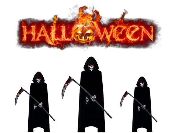 BABYL CloakedFigureTSHIRT REAPER 海外M Halloween Grim Reaper Bodysuit Horror Death Cosplay Black