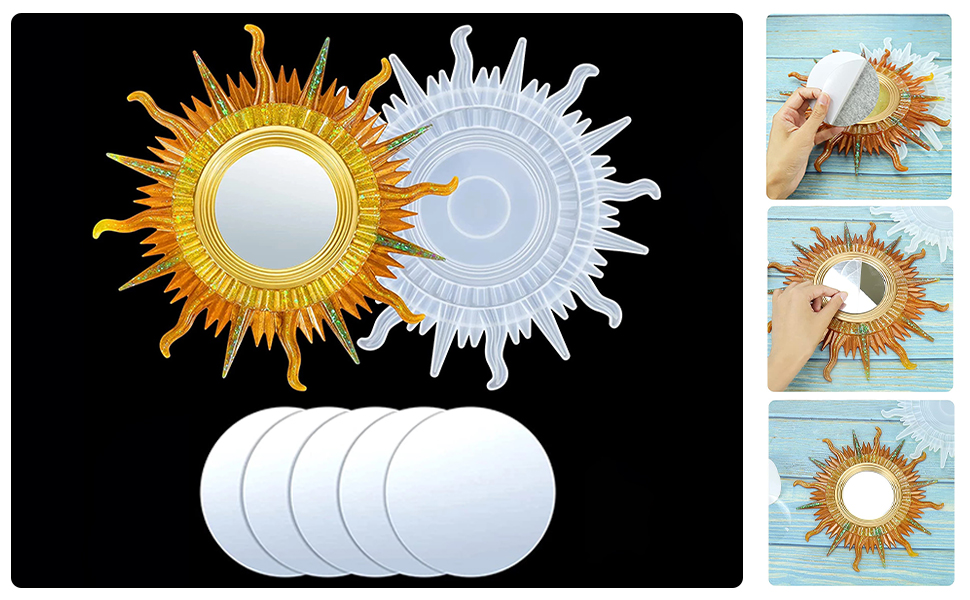 Spiegel Rund Sonne Wanddeko Schmuck Silikonform Gießform Resin Form Epoxidharz Formen Kristall