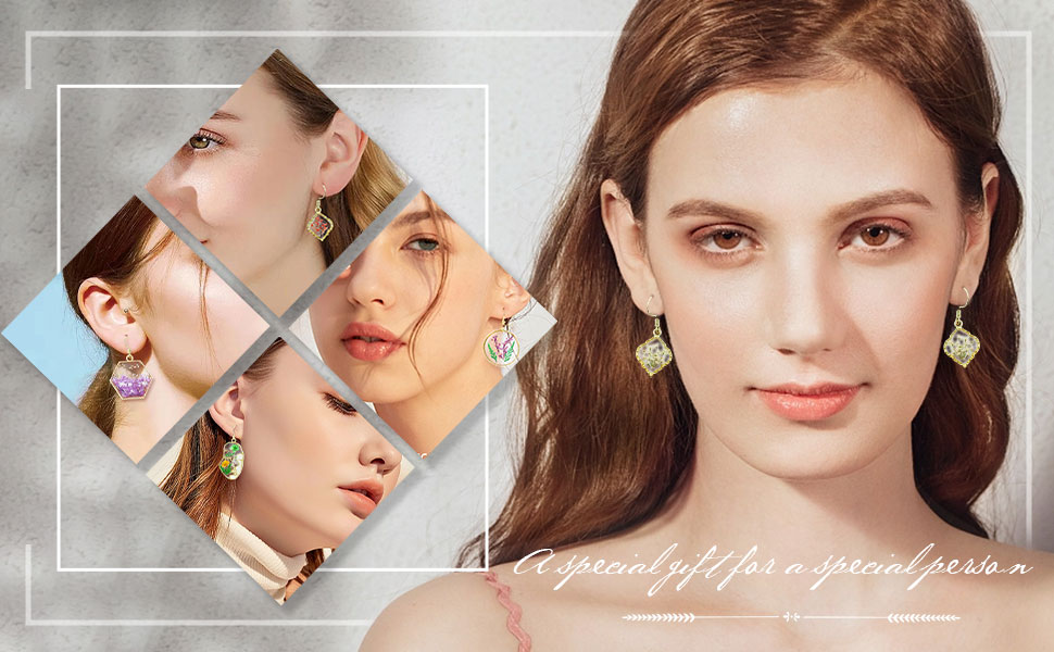 Pressed Flower Earrings,Pressed Flower