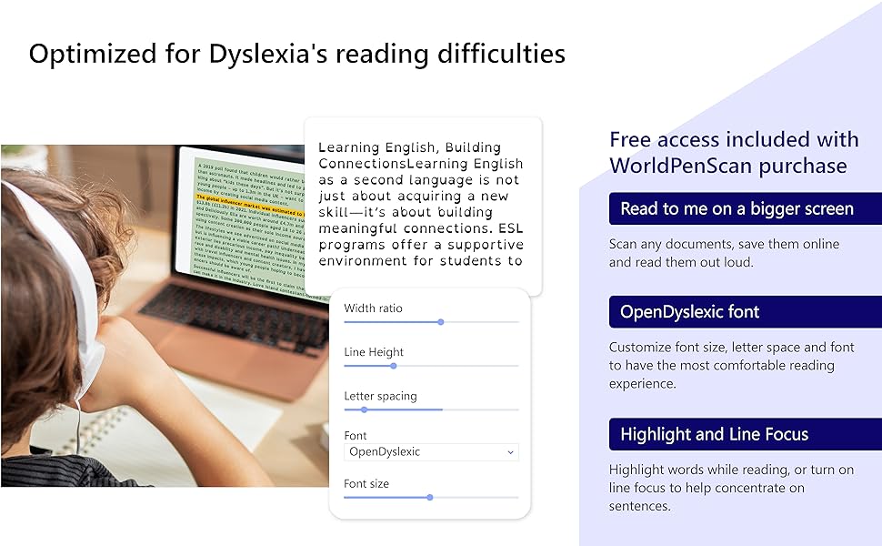 WorldPenScan Web app optimized for reading difficulties.