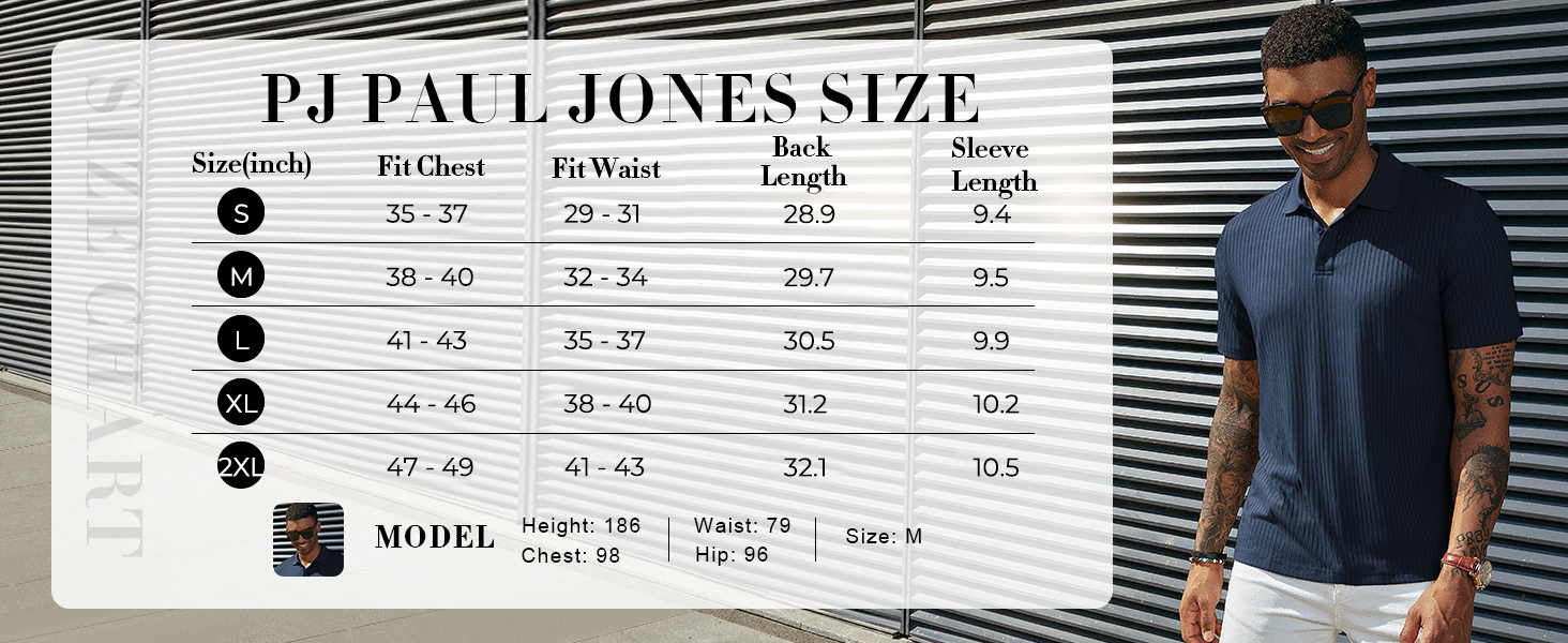 PJ PAUL JONES Mens Casual Wrinkle Free Short Sleeve Golf Polo T Shirts
