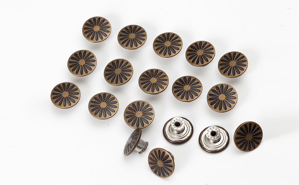 20 Sets 17mm Replacement Jeans Buttons Pants Metal Button Snap Denim
