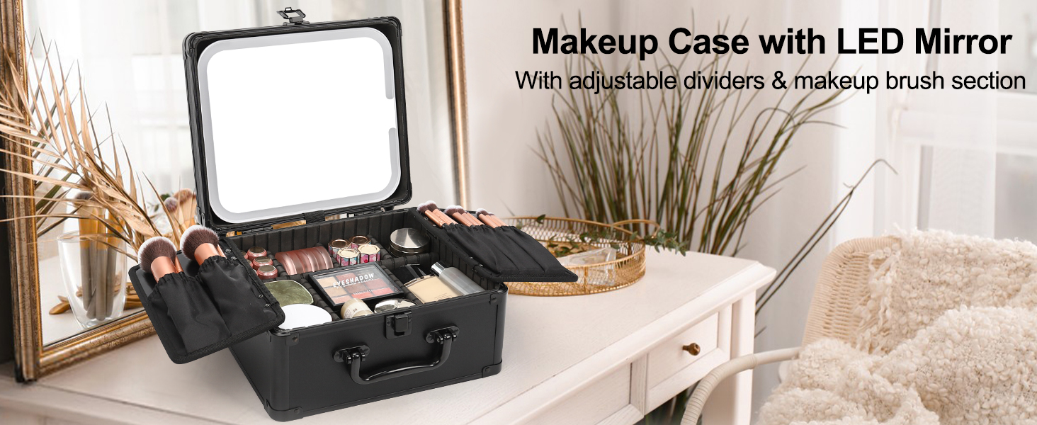makeup case with led mirror