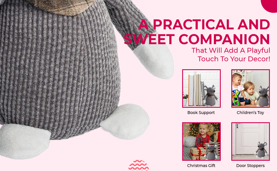 Blue Canyon Cute Mouse with Scarf Door Stop Sand Stuffed Door Stopper