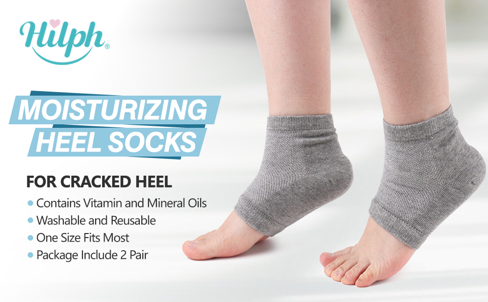 Hilph® Moisturizing Socks, 2 Pair Cracked Heel Socks for
