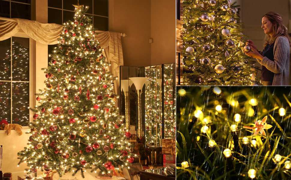 warn white green wire christmas string ligths