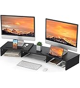 LORYERGO Dual Monitor Stand - Monitor Stand Riser, Adjustable Computer Stand, w/Slot for Tablet &...