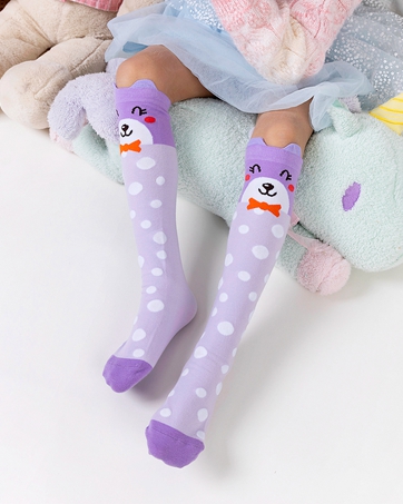 Girls Knee High Socks Kids Crazy Fun Gift Silly Tall Boot Cute Animal Cotton Long Socks 6 Pairs 4 girls socks