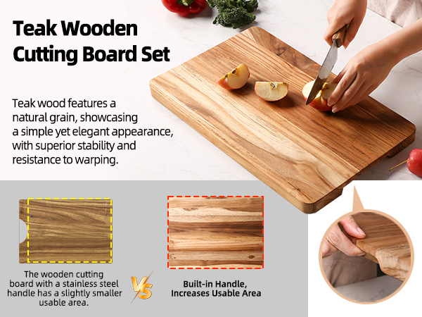 Teak Wood Cutting Board Set of 3 for Kitchen